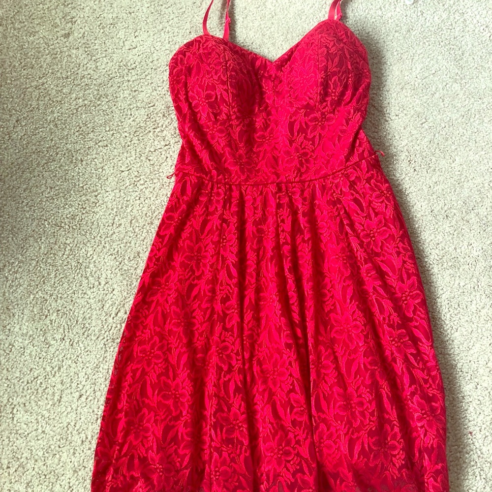 Floral lace red dress!